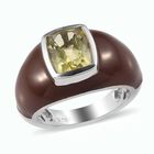 Ouro Verde-Quarz und Emailliert Solitär Ring 925 Silber Platin-Überzug image number 3