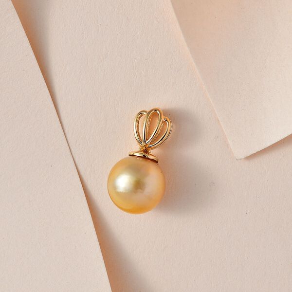 ILIANA AAA 10-11mm goldene S&uuml;dseeperle Anh&auml;nger in 750 Gold image number 8