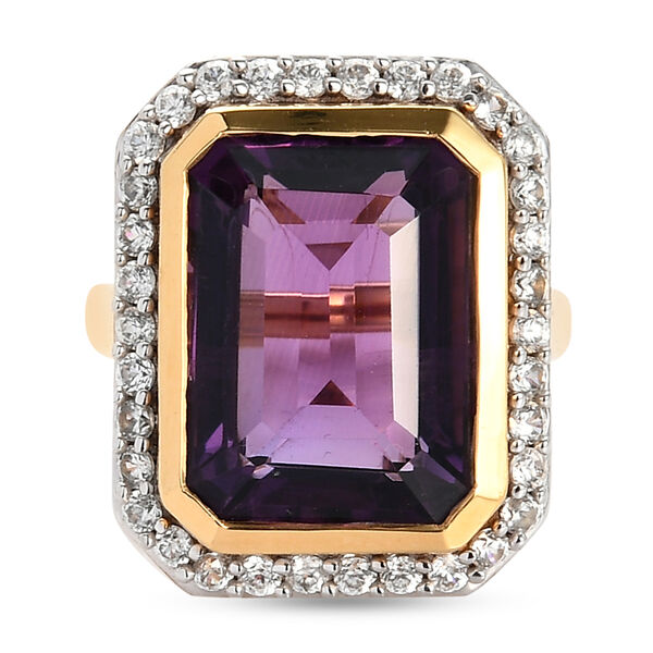 Lusaka Amethyst und Zirkon Ring 925 Silber vergoldet  ca. 12,77 ct