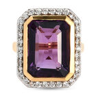 Lusaka Amethyst und Zirkon Ring 925 Silber vergoldet (Größe 16.00) ca. 12,77 ct
