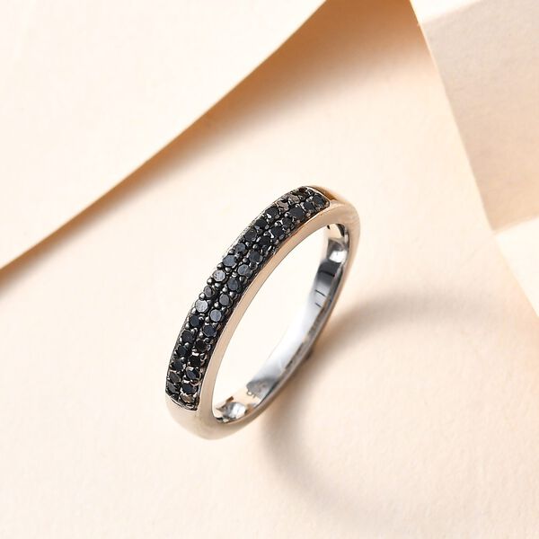 Schwarzer Diamant Ring, 925 Silber platiniert (Gr&ouml;&szlig;e 18.00) ca. 0,20 ct image number 2