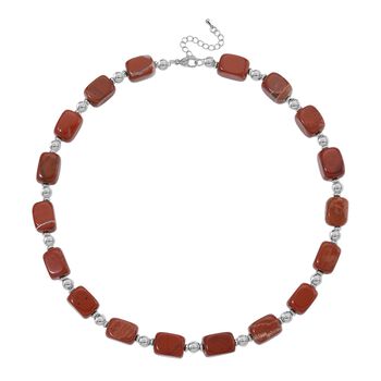 Rote Jaspis Halskette, ca. 45cm mit 5cm extender, ca. 300.00 ct