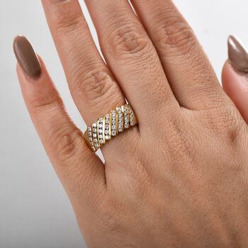 LUXURIANT SGL zertifizierter VS-EF Labor Diamant Ring, 925 Silber 750 Gelbgold Vermeil - 1 ct.