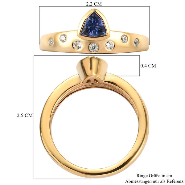 Tansanit und Zirkon Ring 925 Silber vergoldet  ca. 0,49 ct image number 7