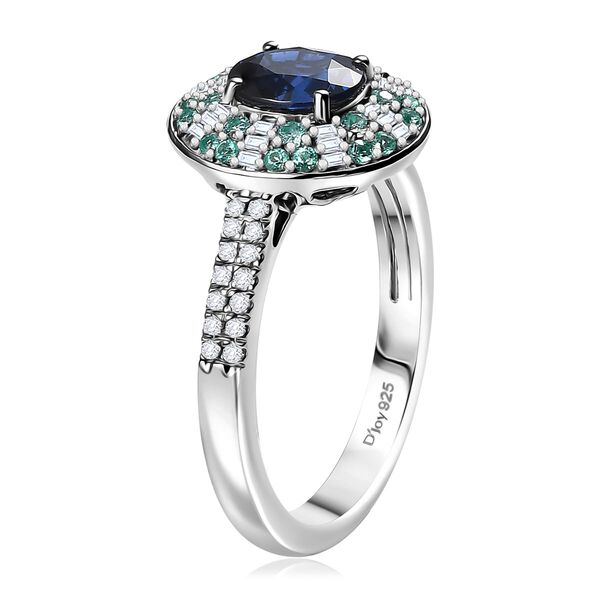 RHAPSODY zertifiziert und geprüft AAAA ceylonfarbener blauer Saphir, Paraiba Turmalin und VS Diamant Ring in 950 Platin - 1,89 ct. image number 3
