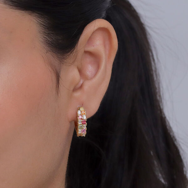 D'Joy Mehrfarbig Saphir, Moissanit Ohrringe 925 Silber 750 Gelbgold vermeil ca. 1,80 ct. image number 2