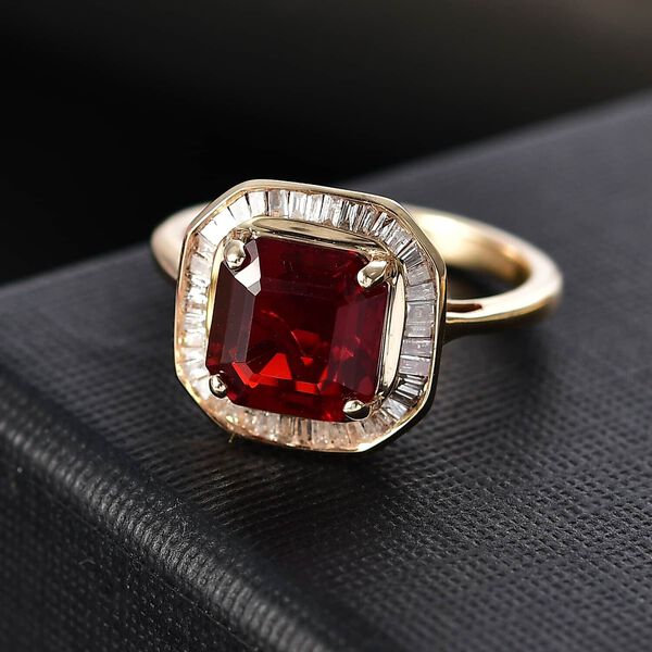 LUXORO AAAA Mexikanischer Kirschfeueropal und Diamant Ring in 417 Gold - 2,13 ct. image number 1