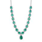 Smaragd-Quarz-Triplette Halskette, ca. 45 cm, 925 Silber platiniert, ca. 26.73 ct