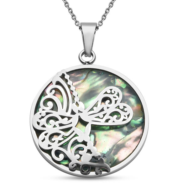 Abalone Muschel-Anh&auml;nger mit Kette, 50 cm, Edelstahl ca. 1,00 ct