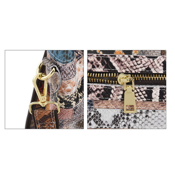 Chaos by Elsie: Schultertasche aus 100% echtem Leder mit RFID Schutz und abnehmbarem Riemen, Schlangenhaut Muster, Größe 28x18x30 cm image number 5
