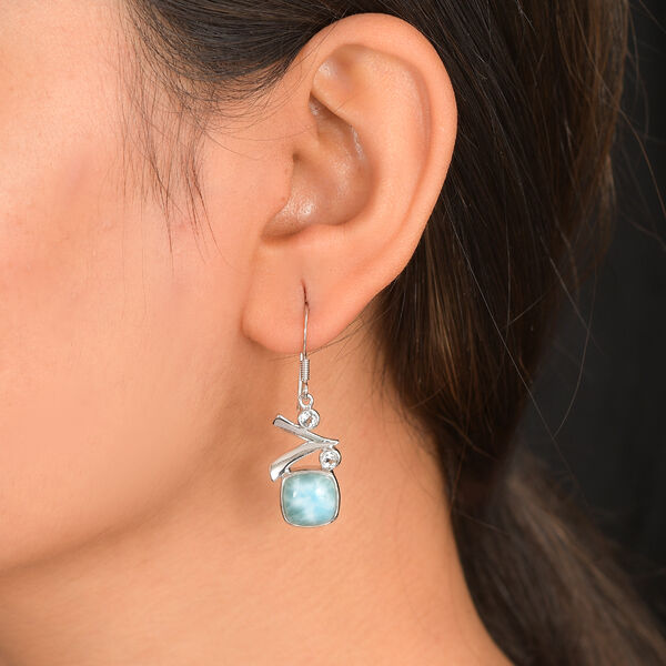 Sajen Silber-Larimar, Wei&szlig;er Topas Ohrringe 925 Silber rhodiniert ca. 5.60 ct image number 2