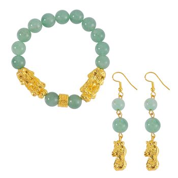 Gr&uuml;nes Aventurin-Schmuckset - 110 ct.