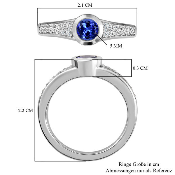 Tanzanite und Zirkon Ring 925 Silber Platin-Überzug image number 7