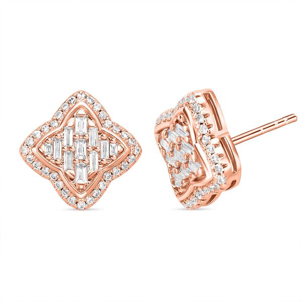 2er Set, Wei&szlig;e Zirkonia Halskette und Ohrringe, Messing, ros&eacute;farben image number 7