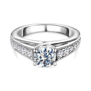 Moissanit Ring, 925 Silber platiniert, (Gr&ouml;&szlig;e 21.00) ca. 1.20 ct