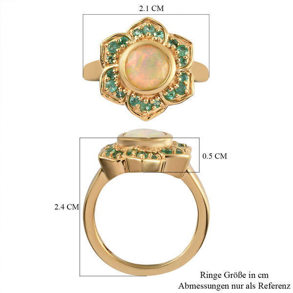 Nat&uuml;rlicher &Auml;thiopischer Opal und Smaragd Ring 925 Silber vergoldet  ca. 1,17 ct image number 7
