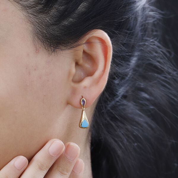 AA Sleeping Beauty T&uuml;rkis und Tansanit Ohrringe - 1,67 ct. image number 3