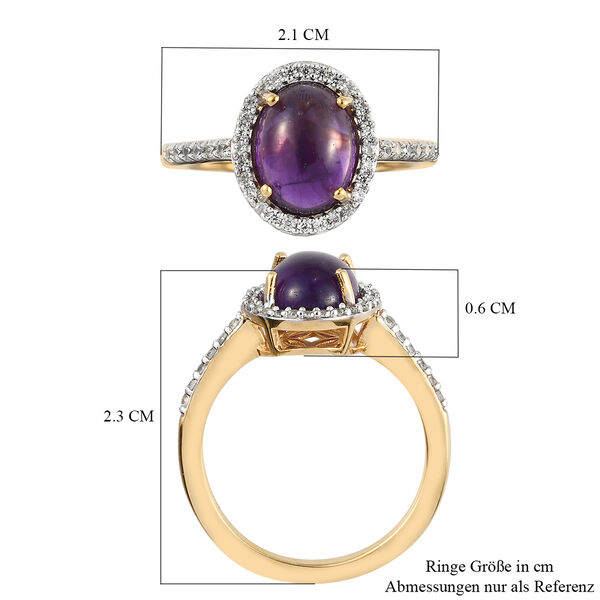Afrikanischer Amethyst und Zirkon Ring 925 Silber vergoldet  ca. 2,37 ct image number 7