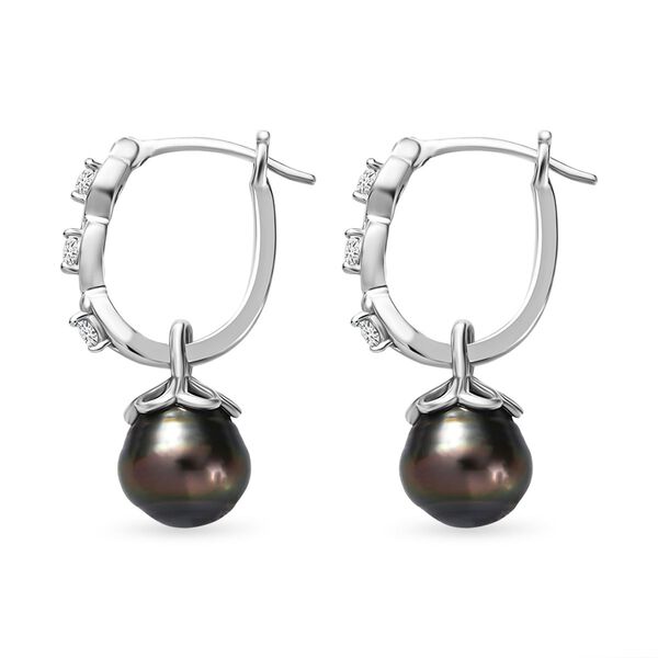 9-10 mm Tahiti Perle und Zirkon Ohrringe - 0,24 ct. image number 3