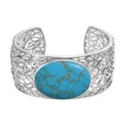 Blaues Türkis Armreif ca. 19 cm Reines Messing platiniert ca. 59.55 ct