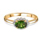 Natürlicher Chromdiopsid, Weißer Diamant Ring 925 Silber vergoldet (Größe 20.00) ca. 0,53 ct