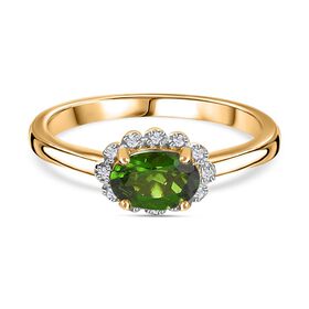 Natürlicher Chromdiopsid und Diamant Ring - 0,53 ct.