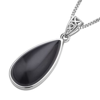 Schwarze quarz Anh&auml;nger mit Kette, Edelstahl ca. 45.00 ct