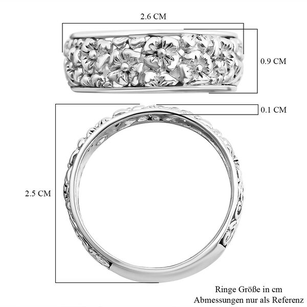 Royal Bali Kollektion- Frangipani (Plumeria) Bandring in 925 Silber image number 5