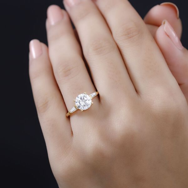 Moissanit Ring, 925 Silber 750 Gelbgold Vermeil - 1,88 ct. image number 3