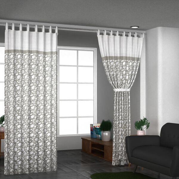 Bedruckter Baumwollvorhang, grau image number 1