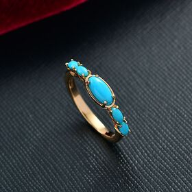 D'Joy AA Sleeping Beauty Türkis Ring 925 Silber 750 Gelbgold Vermeil (Größe 18.00) ca. 0,97 ct