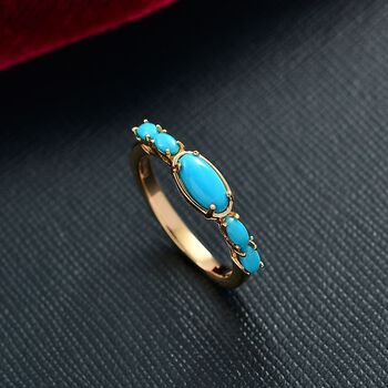 D'Joy AA Sleeping Beauty T&uuml;rkis Ring 925 Silber 750 Gelbgold Vermeil (Gr&ouml;&szlig;e 18.00) ca. 0,97 ct