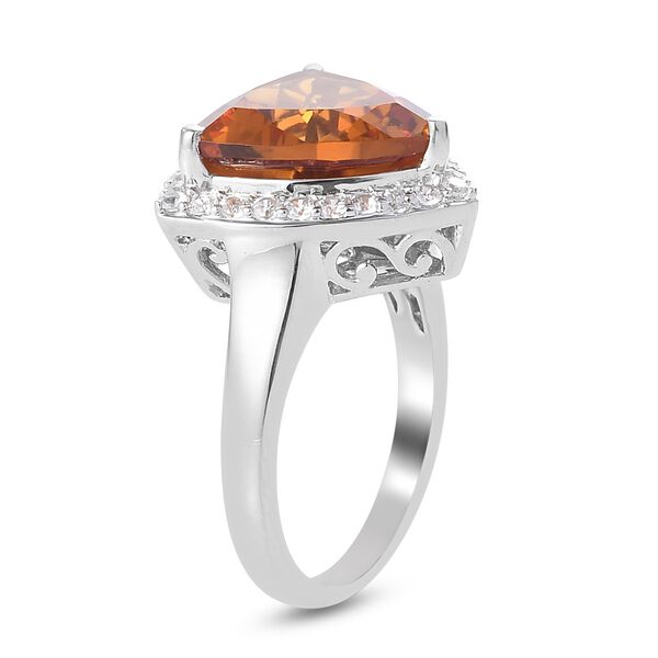 Madeira Citrin Halo Ring 925 Silber Platin-&Uuml;berzug image number 4