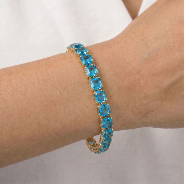 Blaues- Kristall-Armband, ca. 19 cm Nickelfreies Messing image number 2
