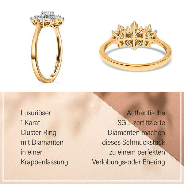 LUXORO klassischer SGL zertifizierter I1 GH Diamant-Boot-Ring- 1 ct. image number 8