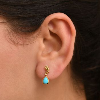 AA Sleeping Beauty T&uuml;rkis Ohrringe, 925 Silber vergoldet - 1,24 ct.