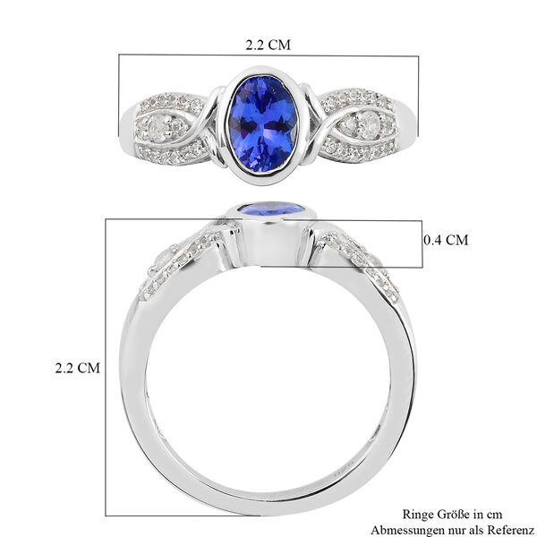 Tansanit und Zirkon-Ring, 925 Silber platiniert  ca. 1,09 ct image number 7