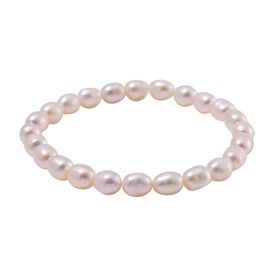 Weißes Süßwasser Perle Armband, Flexibel