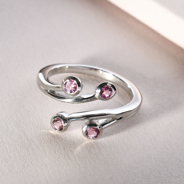 Rosa Turmalin Bypass Ring 925 Silber platiniert  ca. 0,38 ct image number 2