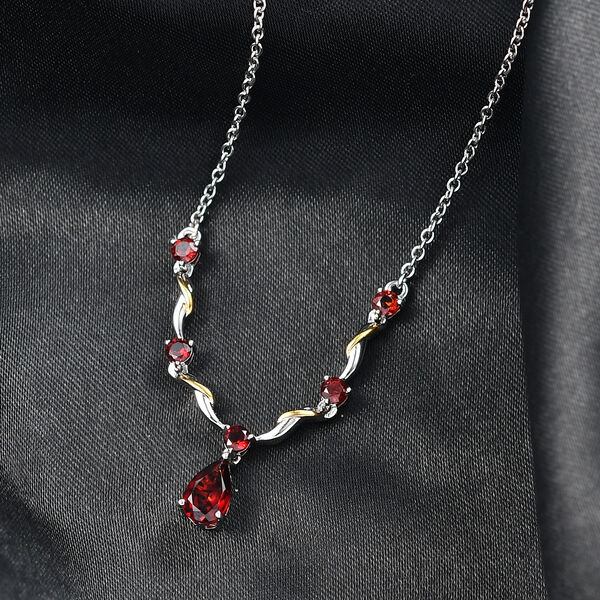 EVER TRUE Mosambik Granat Halskette ca. 50 cm Edelstahl Zweifarbige Beschichtung ca. 1,76 ct. image number 1