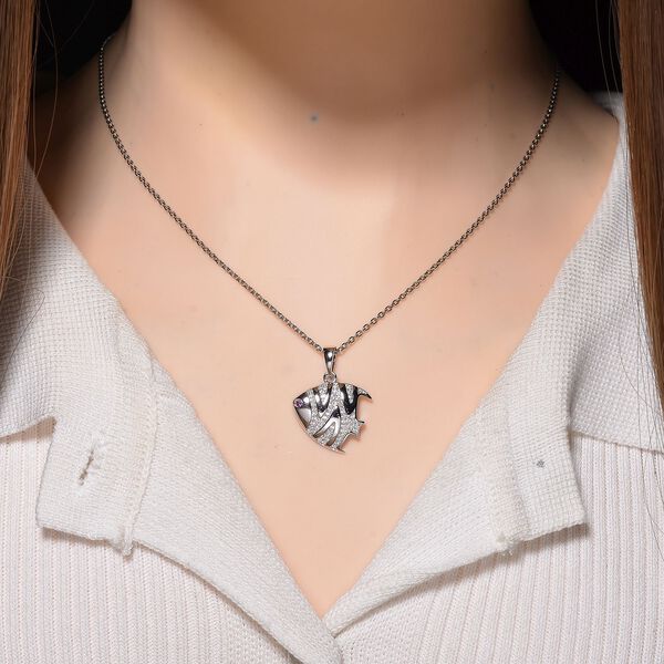 Rhodolith Granat, Moissanit Schmuckset 925 Silber rhodiniert und Edelstahl platiniert ca. 0,27 ct. image number 2