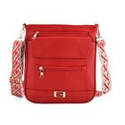 Crossbody-Tasche mit gewebtem Schulterriemen und Reißverschlussfächern, 24x28 cm, Tomatenrot