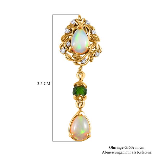 AA Nat&uuml;rlicher, &auml;thiopischer Welo Opal, Nat&uuml;rlicher Chromdiopsid Ohrringe 925 Silber Gelbgold Vermeil ca. 2,64 ct. image number 6
