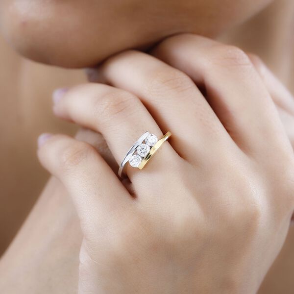 Moissanit Ring, 925 Silber rhodiniert und 750 Gelbgold Vermeil- 0,67 ct. image number 3