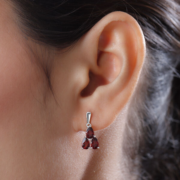 Rote Granat-Ohrringe, 925 Silber ca. 3,13 ct image number 3