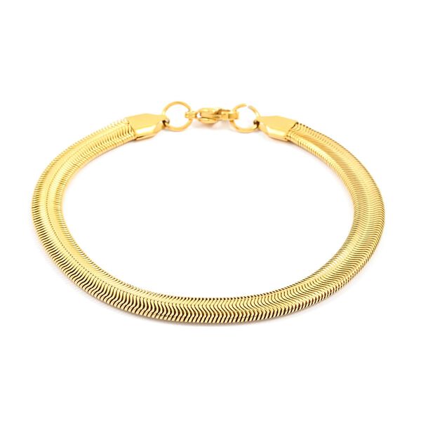 2er Set - Gliederkettendesign Armband und Halskette, Edelstahl, Goldfarben image number 5