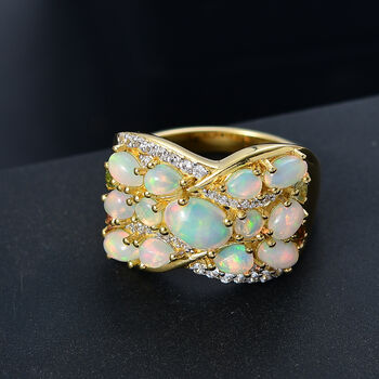 AA nat&uuml;rlicher, &auml;thiopischer Welo Opal, Multi-Turmalin und Zirkon Ring - 2,52 ct.