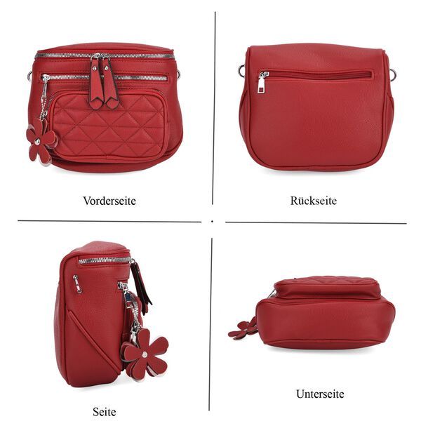 PU Crossbody Tasche mit gemustertem Riemen, 22x8x19cm, Rot image number 5