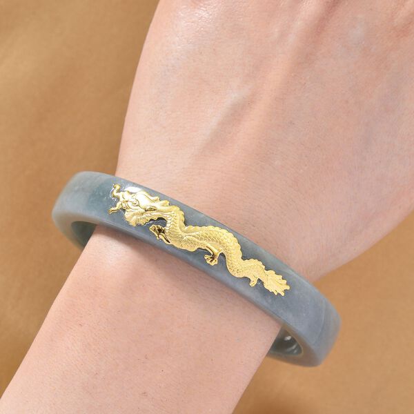 EXTREM SELTEN - Natürlicher Olmek Jadeit Armreif ca. 19 cm 999 Gold ca. 200.00 ct image number 1