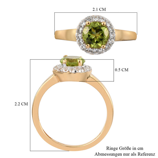 Peridot und Zirkon Ring 925 Silber vergoldet  ca. 1,20 ct image number 7